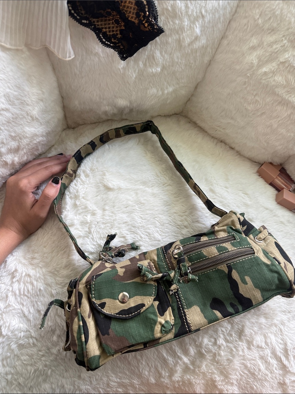 Camo Purse Olive Green khaki tank brown cute mini y2k